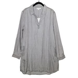 Beach Lunch Lounge Taylor Shirt Dress Large Chambray Tunic Lyocell Tencel